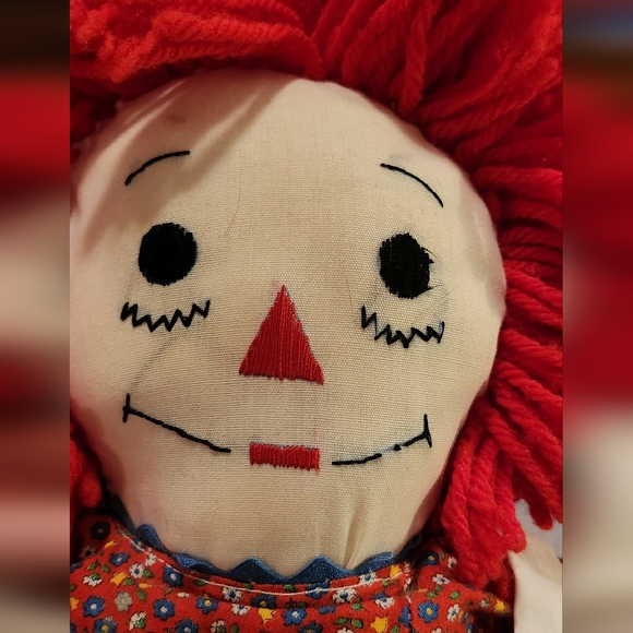 VINTAGE Handmade Raggedy Ann Doll 19 Red Dress - Picture 5 of 7